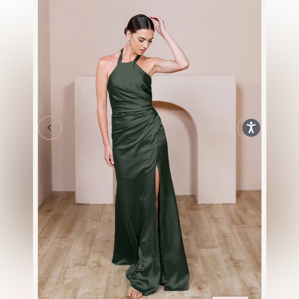 Satin Green Halter Dress